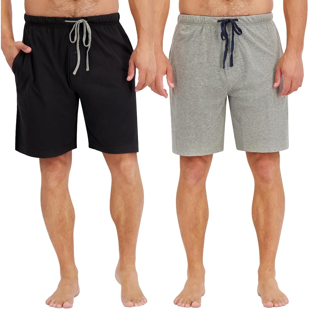 image:imageHanes Mens Woven ShortHeather GreyBlack
