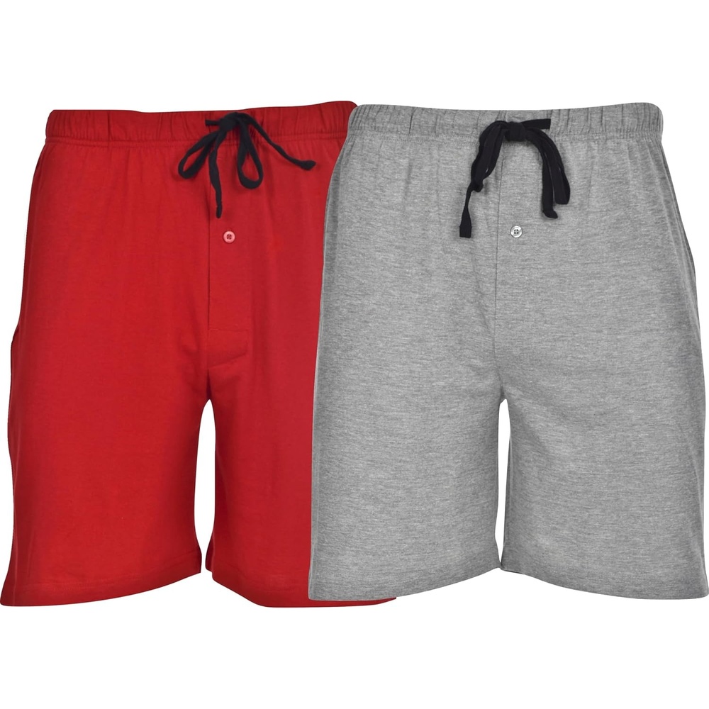 image:imageHanes Mens Woven ShortRedGrey Heather