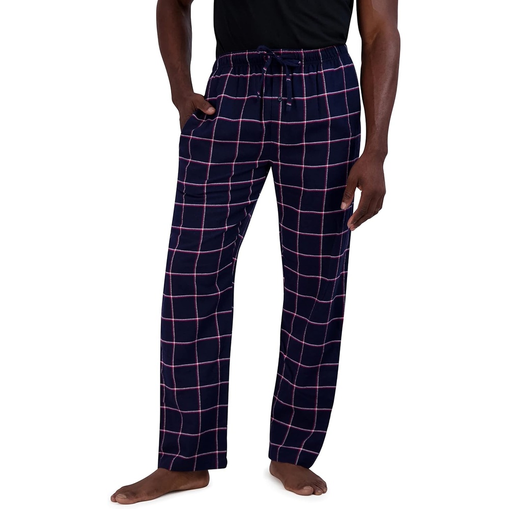 image:imageHanes Ultimate Mens Flannel Pajama Pants Plaid Cotton Loungewear Pj Bottoms with Pockets Extended SizesNavy Plaid