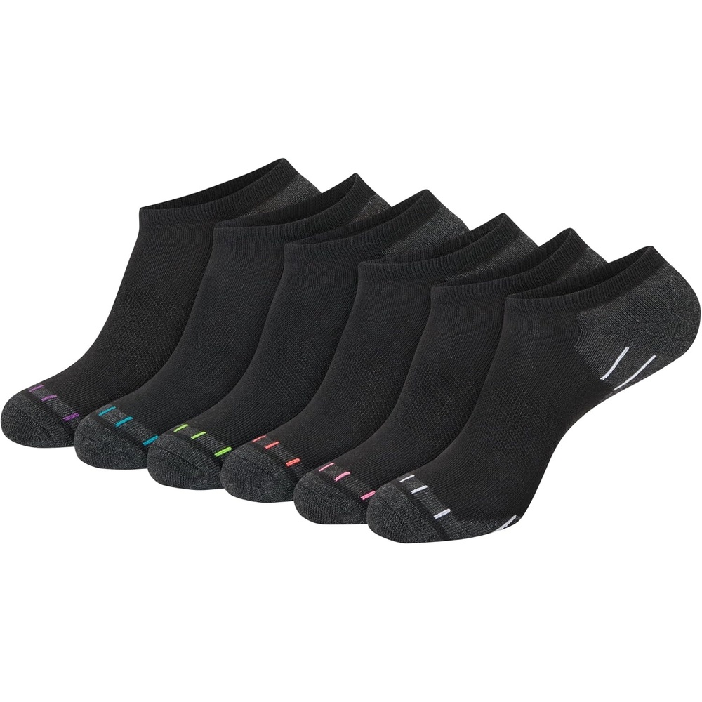 image:imageHanes Womens 6Pair Comfort Fit No Show SocksBlack Multicolored Stripes