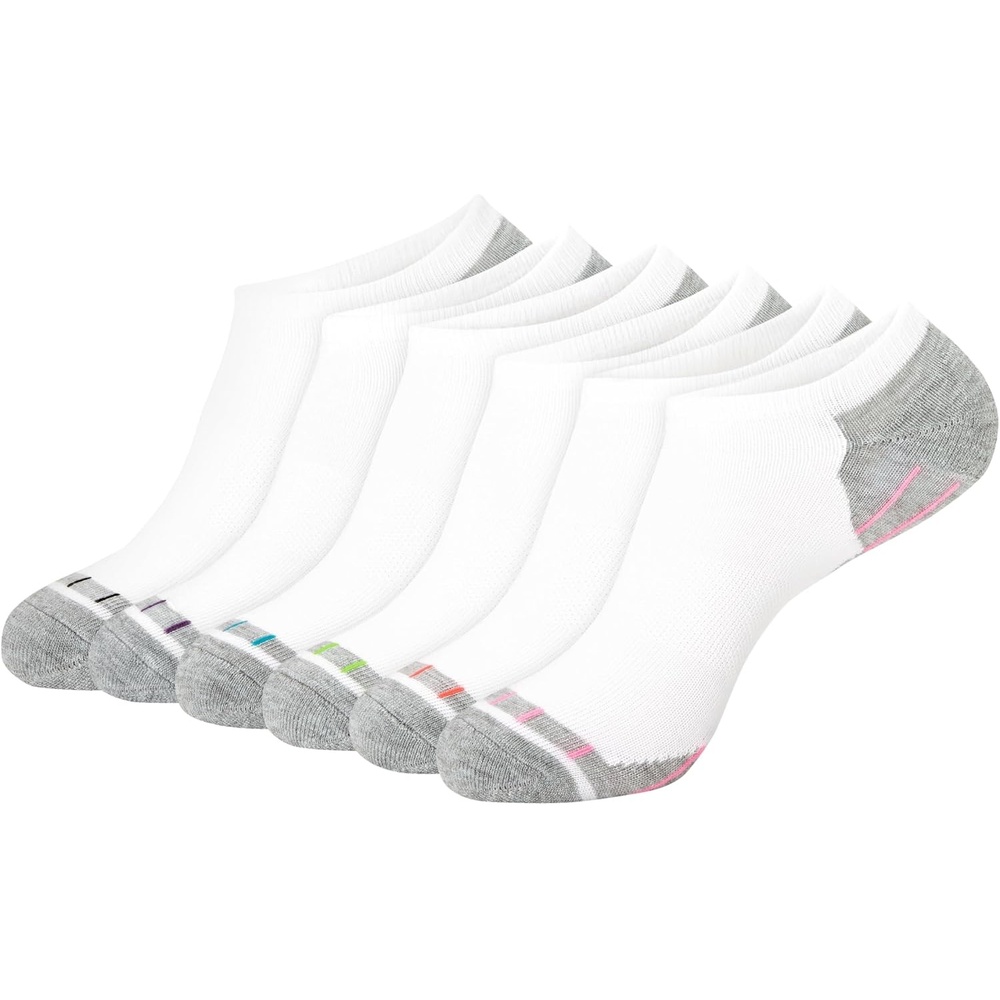 image:imageHanes Womens 6Pair Comfort Fit No Show SocksWhite With Gray 6 Pack