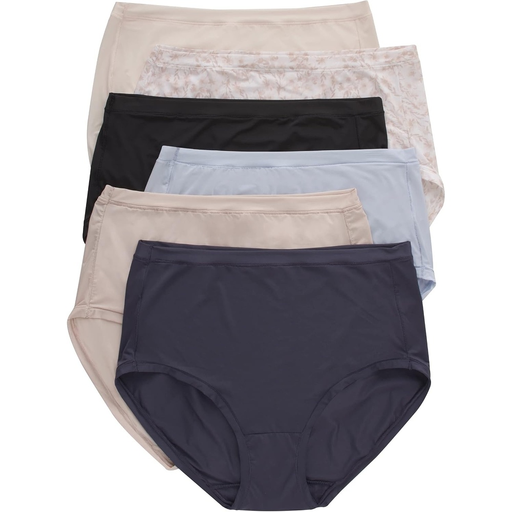 image:imageHanes Womens Microfiber Stretch Underwear Pack Comfort Flex Fit Brief Bikini or Thong Panties 6PackAssorted Modern Brief