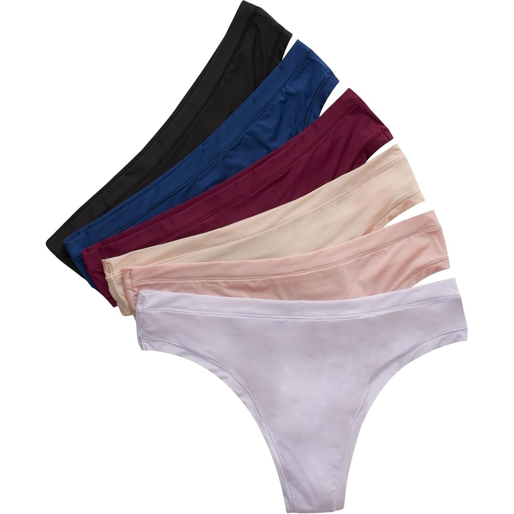 image:imageHanes Womens Microfiber Stretch Underwear Pack Comfort Flex Fit Brief Bikini or Thong Panties 6PackAssorted Thong
