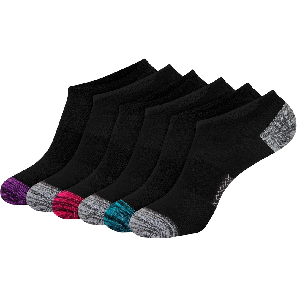 image:imageHanes Womens Socks Lightweight Breathable Socks No Show and Super No Show 6PackBlackGrey