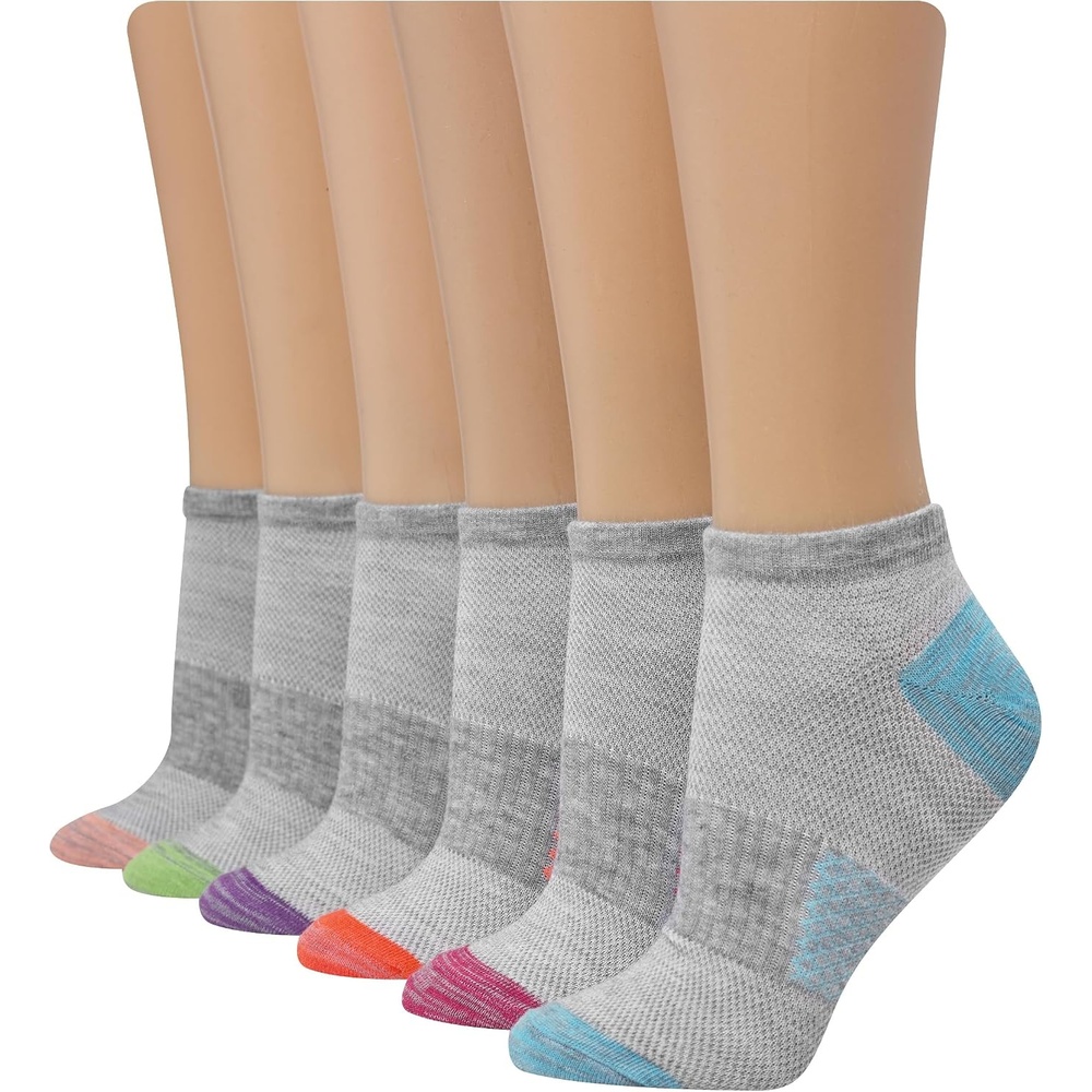 image:imageHanes Womens Socks Lightweight Breathable Socks No Show and Super No Show 6PackPinkGrey