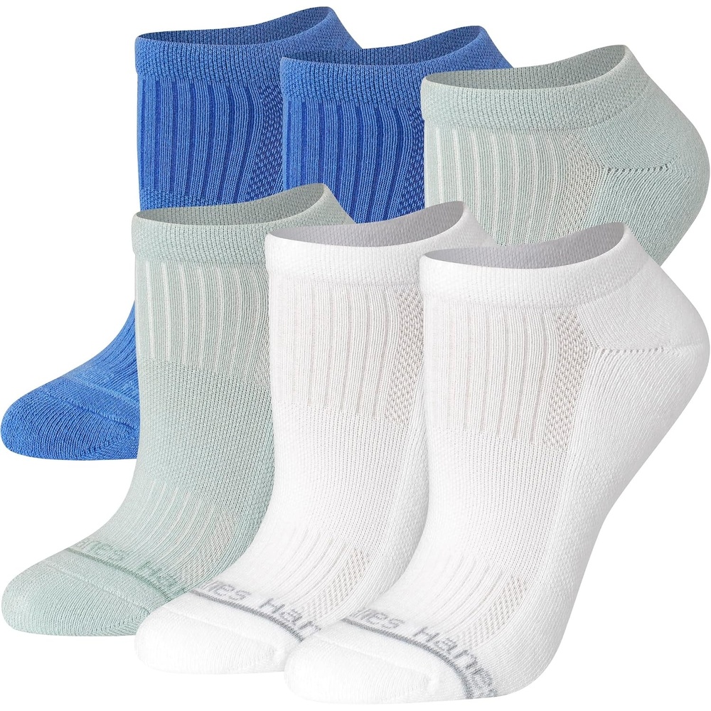 image:imageHanes Womens Socks Pack Supersoft Mid Crew and Noshow Socks for Women 6 PackBlue
