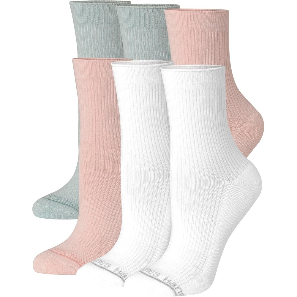 image:imageHanes Womens Socks Pack Supersoft Mid Crew and Noshow Socks for Women 6 PackPink