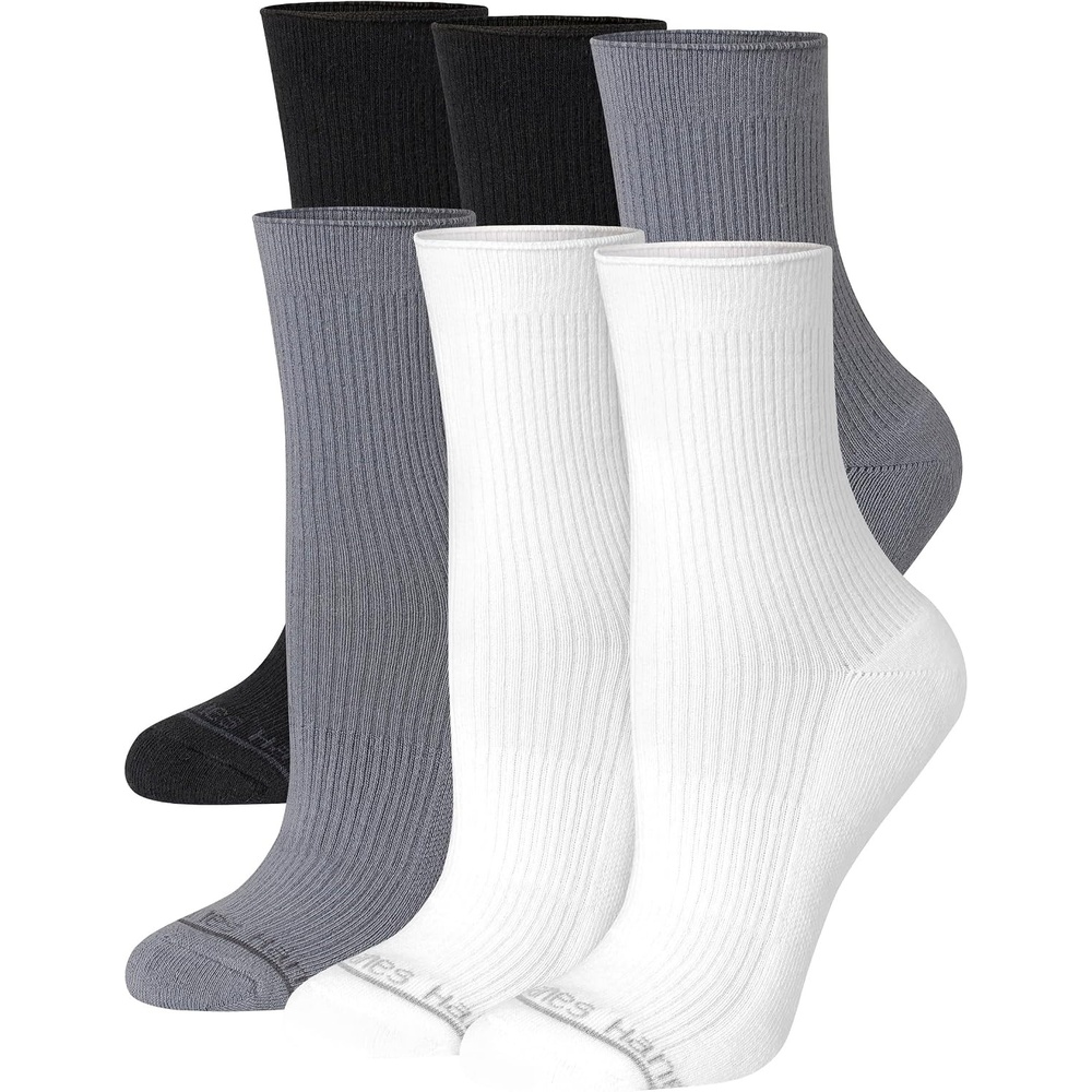 image:imageHanes Womens Socks Pack Supersoft Mid Crew and Noshow Socks for Women 6 PackWhite