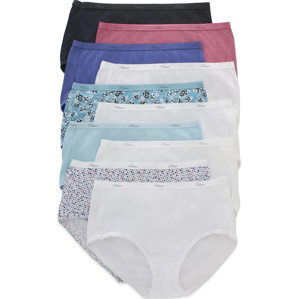 image:imageHanes Womens Underwear Pack 10Pack FullCoverage Cotton Blend Panties MoistureWicking Underwear for WomenSolidPrint Mix