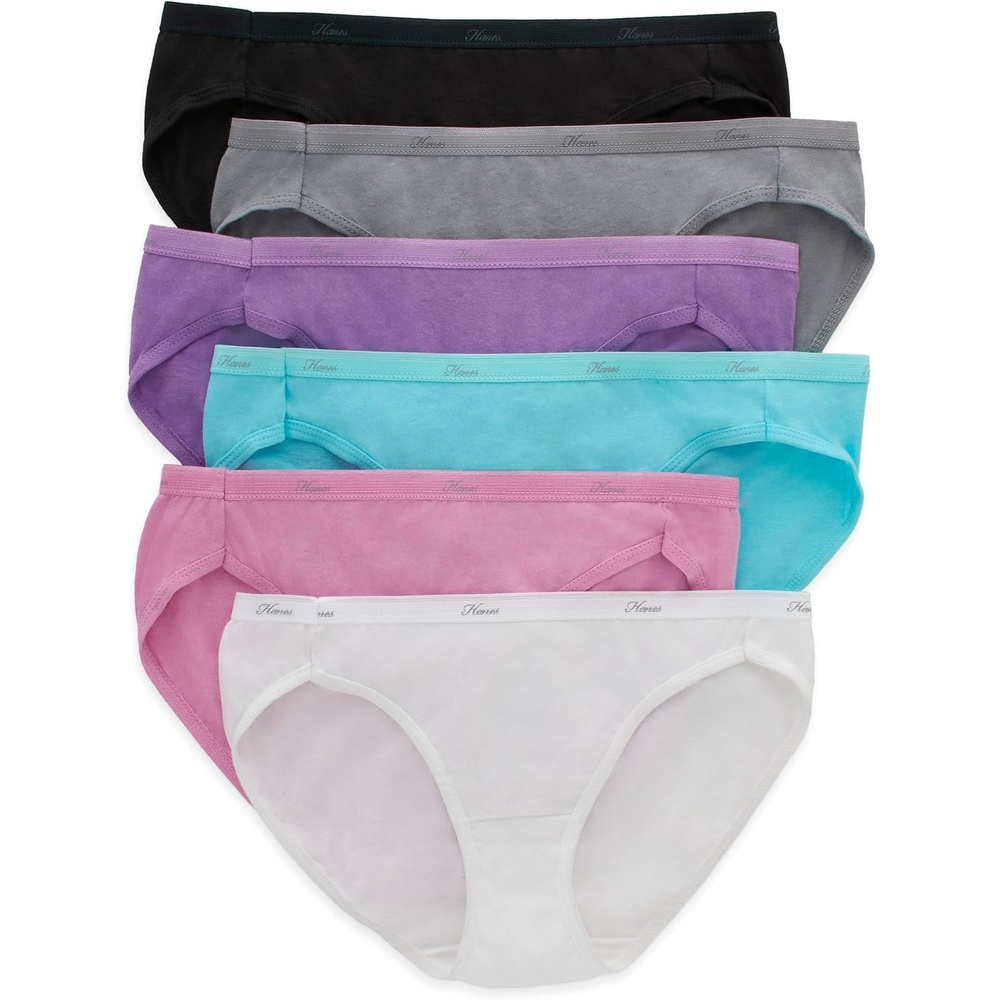image:imageHanes womens HiCut Panties Pack Lightweight Cotton HiCuts 6Pack Retired Colors May VaryAssorted SolidsPrintsHeathers Bikini
