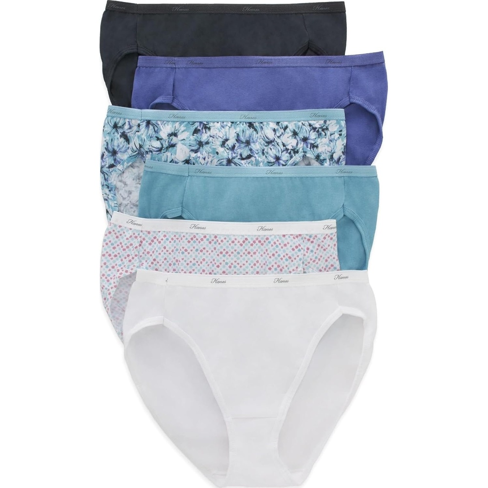 image:imageHanes womens HiCut Panties Pack Lightweight Cotton HiCuts 6Pack Retired Colors May VaryAssorted SolidsPrintsHeathers Hicut
