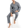 Hanes Men’s Woven Plain-Weave Pajama Set(Black/Grey Plaid)