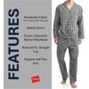 Hanes Men’s Woven Plain-Weave Pajama Set(Black/Grey Plaid)