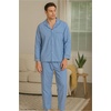 Hanes Men’s Woven Plain-Weave Pajama Set(Blue)