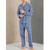 Hanes Men’s Woven Plain-Weave Pajama Set(Blue Green Plaid)