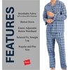 Hanes Men’s Woven Plain-Weave Pajama Set(Blue Green Plaid)