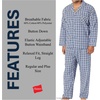 Hanes Men’s Woven Plain-Weave Pajama Set(Blue Plaid)