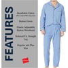 Hanes Men’s Woven Plain-Weave Pajama Set(Blue Solid)