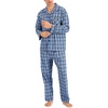 Hanes Men’s Woven Plain-Weave Pajama Set(Blue Green Plaid)