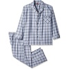 Hanes Men’s Woven Plain-Weave Pajama Set(Grey/White Plaid)