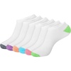 Hanes Women’s 6-Pair Comfort Fit No Show Socks(White With Color Pops – 6 Pack)