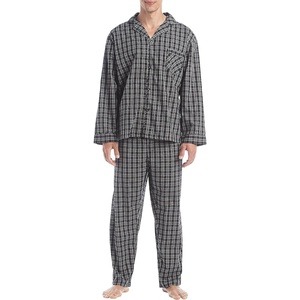 Hanes Men’s Woven Plain-Weave Pajama Set(Black Plaid)