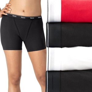 Hanes Originals Women’s Mid-Thigh Boxer Brief Pack, Stretch Cotton Underwear, 4-Pack(Basic Color Mix)
