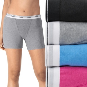 Hanes Originals Women’s Mid-Thigh Boxer Brief Pack, Stretch Cotton Underwear, 4-Pack(Fashion Color Mix)