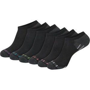 Hanes Women’s 6-Pair Comfort Fit No Show Socks(Black & Multicolored Stripes)