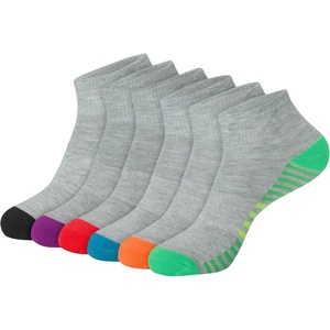 Hanes Women’s 6-Pair Comfort Fit No Show Socks(Gray With Stripes – 6 Pack)