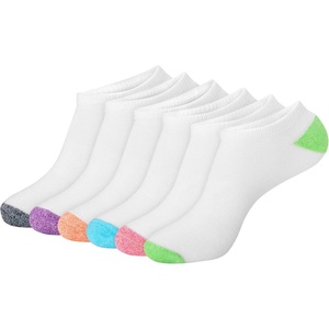 Hanes Women’s 6-Pair Comfort Fit No Show Socks(White With Color Pops – 6 Pack)