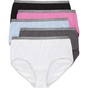 Hanes Women’s Brief Underwear, Stretch Brief Panties for Women, Tag-free Underwear, 5-pack(White/Grey/Blue/Pink/Black)
