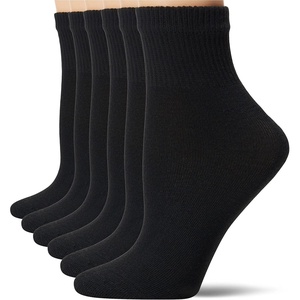 Hanes Women’s Crew, Ankle & No Show Socks, 6 Pairs, Cushioned Quarter Socks for Women, Shoe Sizes 5-9 & 8-12(Black/Begonia Pink)