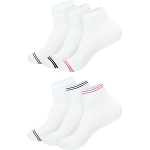 Hanes Women’s Crew, Ankle & No Show Socks, 6 Pairs, Cushioned Quarter Socks for Women, Shoe Sizes 5-9 & 8-12(White With Stripes)