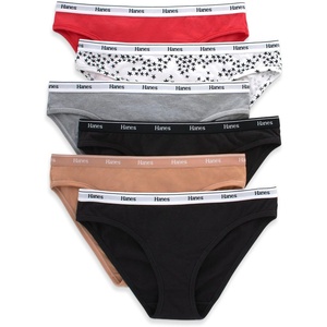 Hanes Women’s Originals Bikini Panties, Breathable Stretch Cotton Underwear, Assorted, 6-pack(Basic Color Mix)