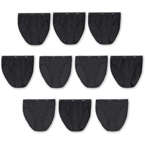 Hanes Women’s Underwear Pack, 10-Pack, Full-Coverage Cotton Blend Panties, Moisture-Wicking Underwear for Women(10-pack Black (Hi-cut))