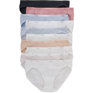 Hanes Women’s Underwear Pack, 10-Pack, Full-Coverage Cotton Blend Panties, Moisture-Wicking Underwear for Women(Pink/Black/Grey Heather/Navy/Tea Floral/White (Bikini))
