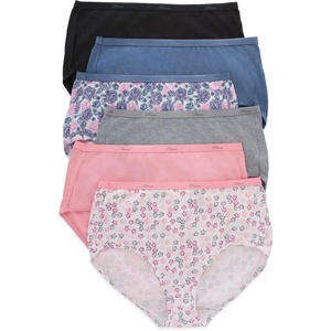 Hanes women’s Hi-Cut Panties Pack, Lightweight Cotton Hi-Cuts, 6-Pack (Retired, Colors May Vary)(White/Pink/Black/Grey Heather/Navy/Tea Floral (Brief))