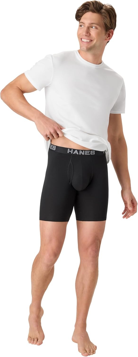 image:imageHanes Mens Boxer Brief Underwear Pack Stretch Cotton Boxer Briefs for Men Moisturewicking 6packBlack
