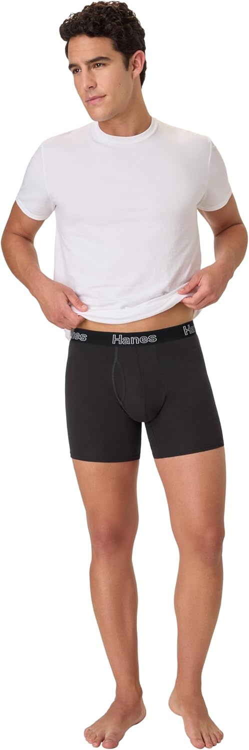 image:imageHanes Mens Boxer Brief Underwear Pack Stretch Cotton Boxer Briefs for Men Moisturewicking 6packSolid Black 6 Pack
