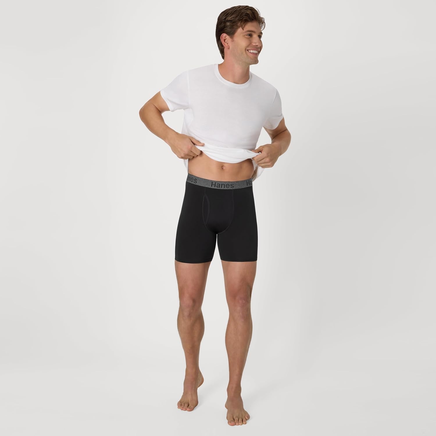 image:imageHanes Mens Stay Dry Pouch Boxer Briefs Performance Stretch Boxer Brief With Leak Protection 3packBlack