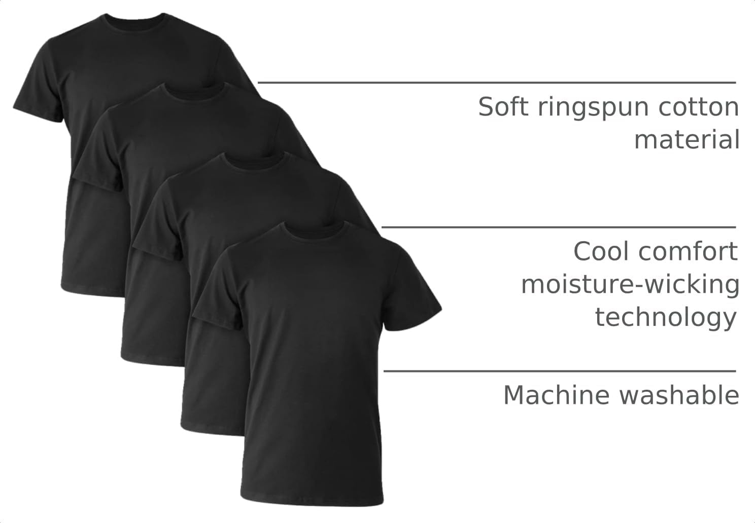 image:imageHanes Mens Ultimate Comfort Fit Cotton Stretch Crewneck Undershirts MultipackBlack