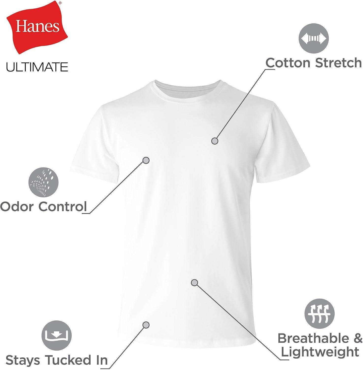 image:imageHanes Mens Ultimate Comfort Fit Cotton Stretch Crewneck Undershirts MultipackWhite