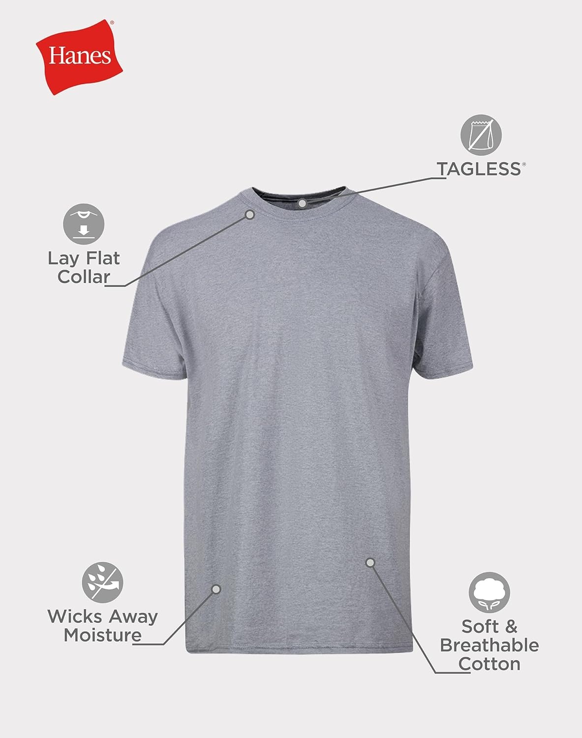 image:imageHanes Mens Undershirt Packs StayTucked Soft Cotton Undershirts Best Undershirts for Men WhiteBlackAsstd MultipacksBlackGreyBlue Assorted 6 Pack