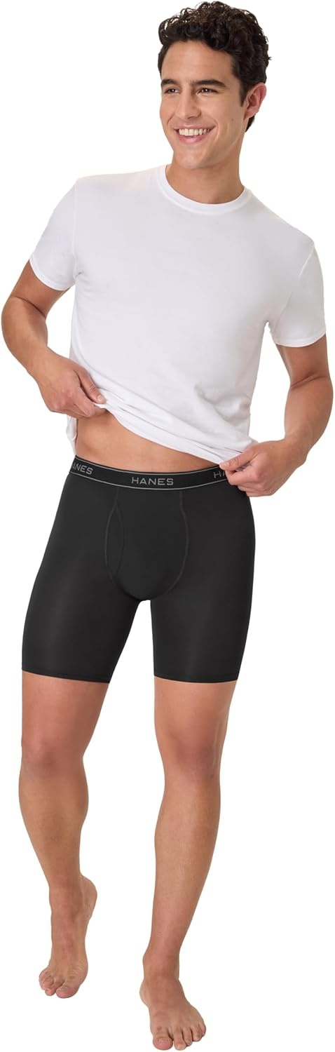 image:imageHanes Mens Underwear Boxer Brief Pack Performance Stretch Underwear Moisturewicking Boxer Briefs for Men 6packBlack