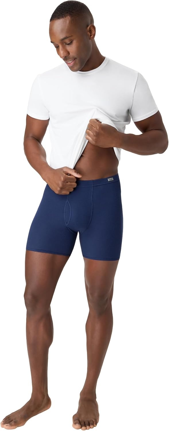 image:imageHanes Mens Underwear Boxer Briefs Pack Moisturewicking Underwear for Men Breathable Cool amp Breathable CottonBlackBlueNavyGreyGreen