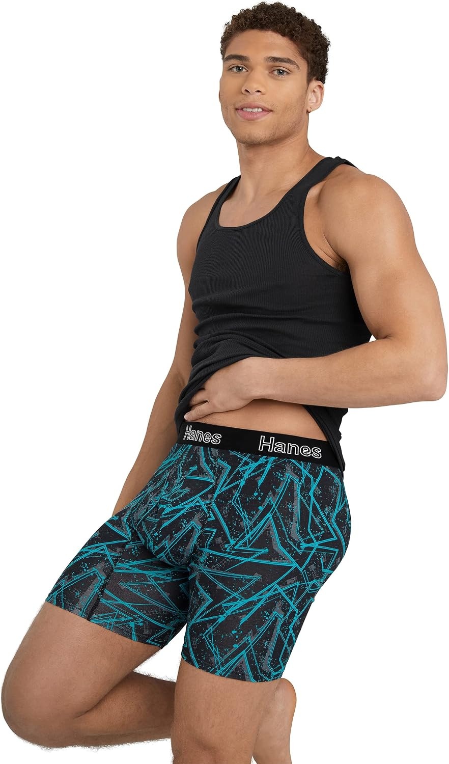 image:imageHanes Mens Underwear Boxer Briefs or LongLeg Boxer Briefs Pack 3 Pack NoRideUp StretchCotton Men ClothingTurquoiseConcreteBlack 3pack Long Leg Briefs