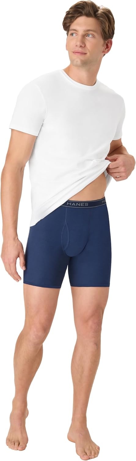 image:imageHanes mens Underwear Boxer Briefs Pack Cool amp Breathable Cotton Moisturewicking Underwear for Men No Ride UpGreyNavyBlue 6 Pack