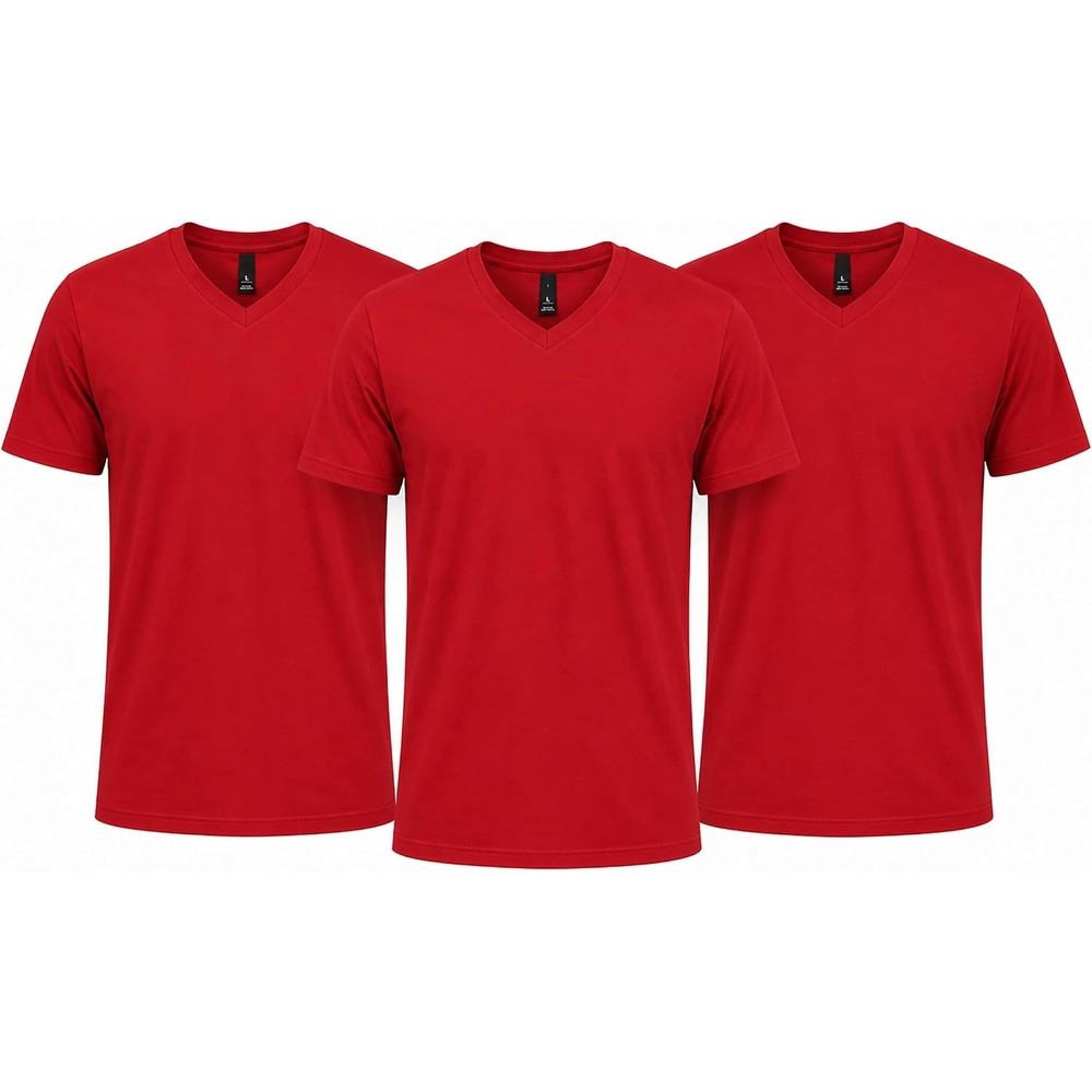 image:imageHanes Mens Undershirts TShirt Pack VNeck Cotton Tees for Men MoistureWicking Odor Control White MultiPackRed 3 Pack