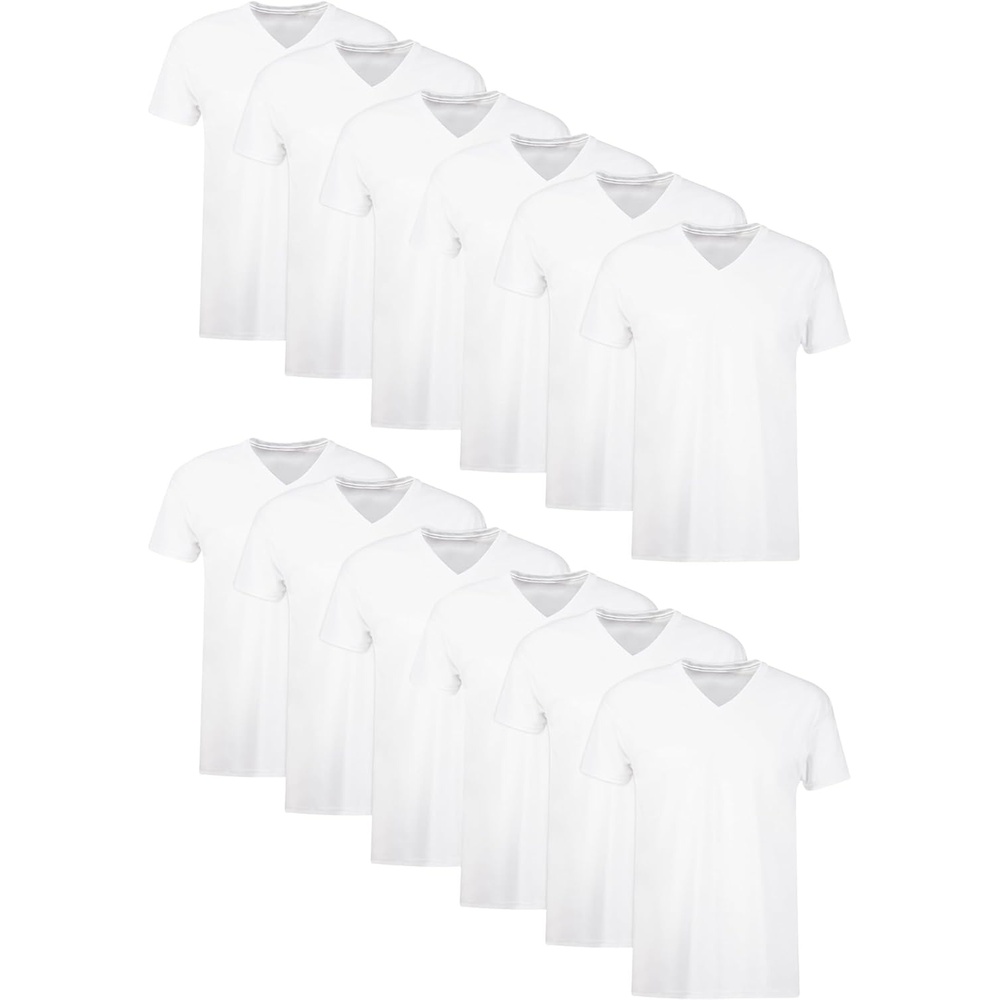 image:imageHanes Mens Undershirts TShirt Pack VNeck Cotton Tees for Men MoistureWicking Odor Control White MultiPackWhite 12 Pack